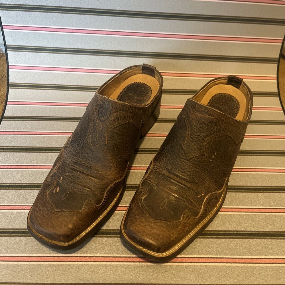 Ariat Tabitha Brown Leather Slide On Mules Women's Sz 6.5B 53442